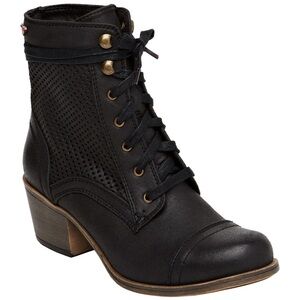 Roxy Newton Combat Lace Up Boot 7 Cut Out Casual Boho Punk Grunge Festival